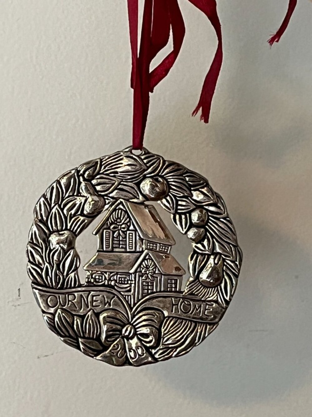 Gorham Silver Plated Christmas Ornament 'Our New Home' Year 2000 Y2K Gift Boxed